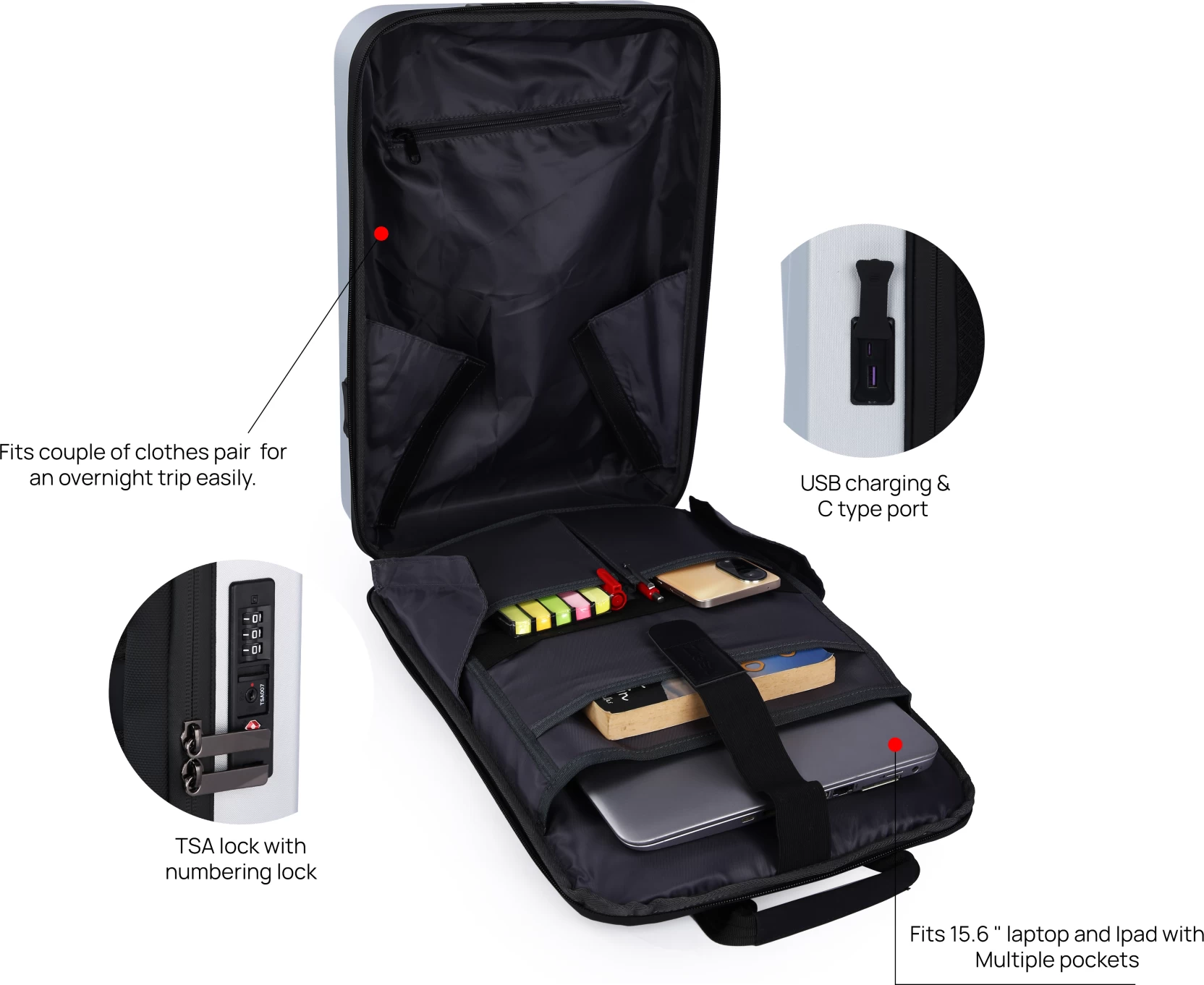 ziest z7682 laptop briefcase backpack with tsa lock 15l grey